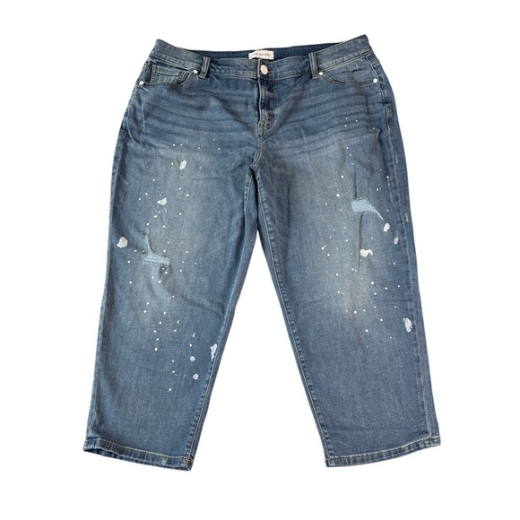 Lane Bryant Signature Fit Boyfriend Capri  Paint Splatter Blue Jean Sz 18 #1458 - Picture 4 of 9